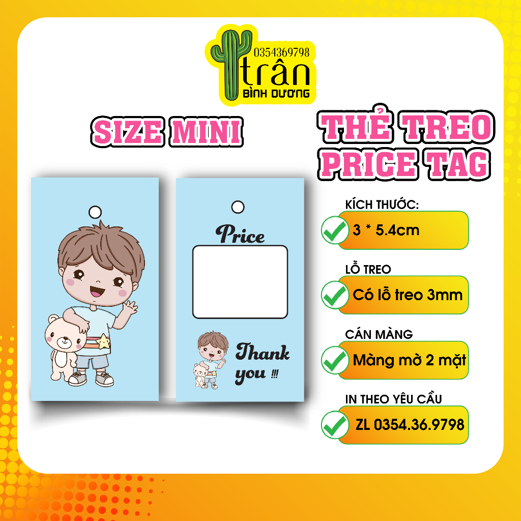 1000 thẻ treo mác giá quần áo trẻ em