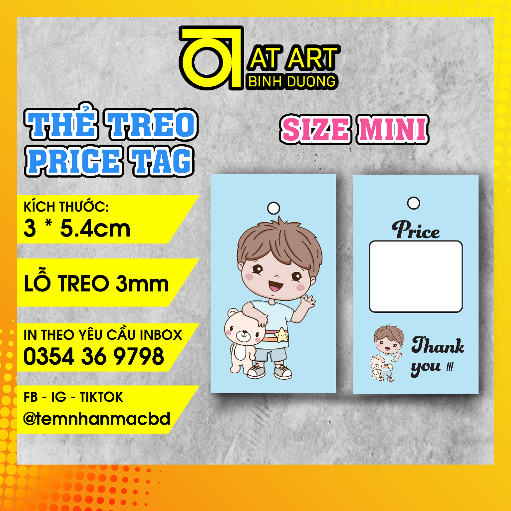1000 thẻ treo mác giá quần áo trẻ em