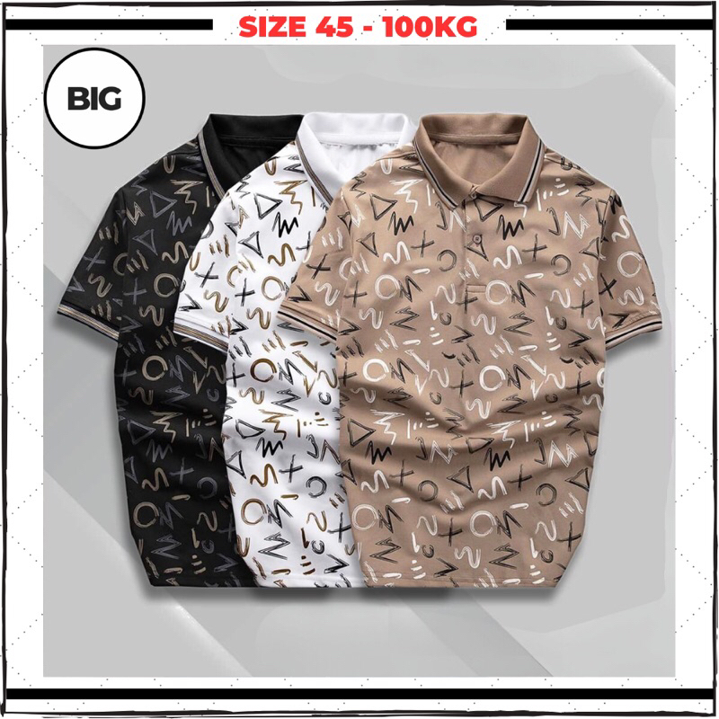 Áo polo nam trung niên in hoa tiết 40-100kg vải cotton thun lạnh áo polo nam cho bố có tui G331