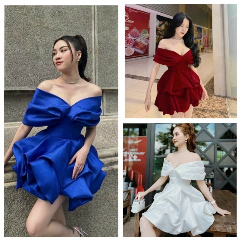 Váy đầm hai dây bản to nữ dáng ngắn hở lưng màu đen dự tiệc sang chảnh hàn quốc sexy mới alohashop91