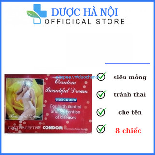 Bao cao su siêu mỏng Condom bao trơn siêu mỏng hộp 8 chiếc che tên sản phẩm