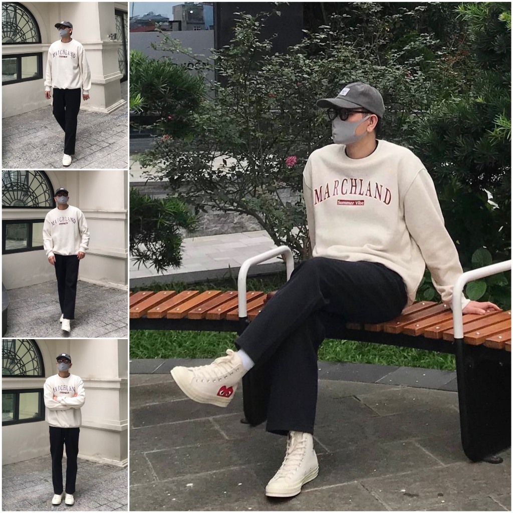 ÁO SWEATER BIG SIZE NAM NỮ UNISEX NỈ BÔNG TAY DÀI HÌNH IN CHÍNH HÃNG MARCHLAND