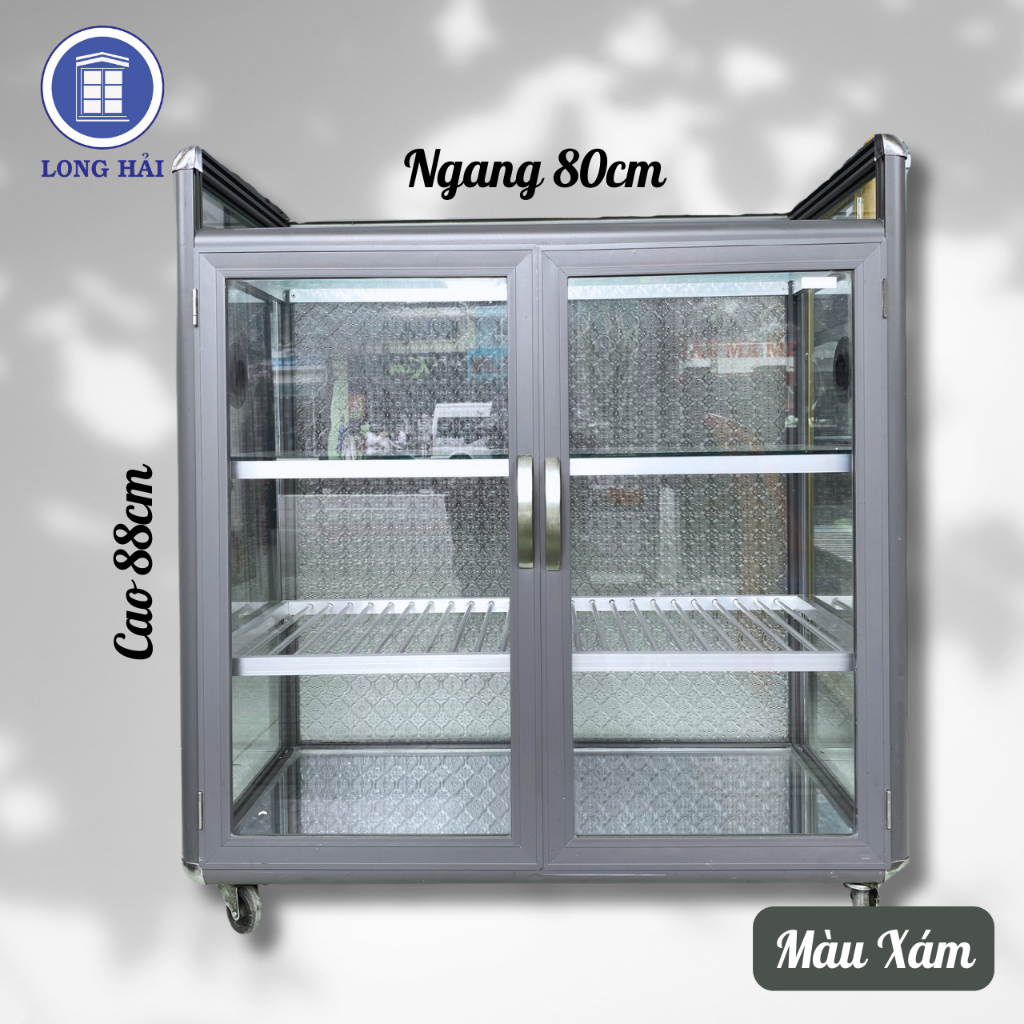 Tủ chén bát nhôm kính nhỏ gọn 80 x 40 x 88cm tiện dụng, bền đẹp