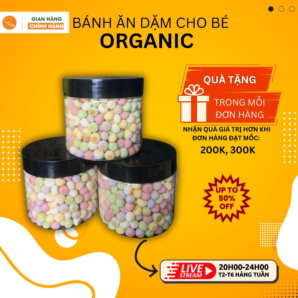 Bánh ăn dặm hạt đậu vị sữa dành cho bé 5 tháng trở lên - 160gram (Có quà)