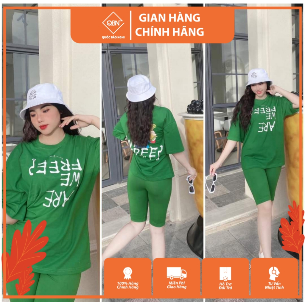 Set Lửng Cotton Áo In Chữ FREE Bigsize Mặc Nhà