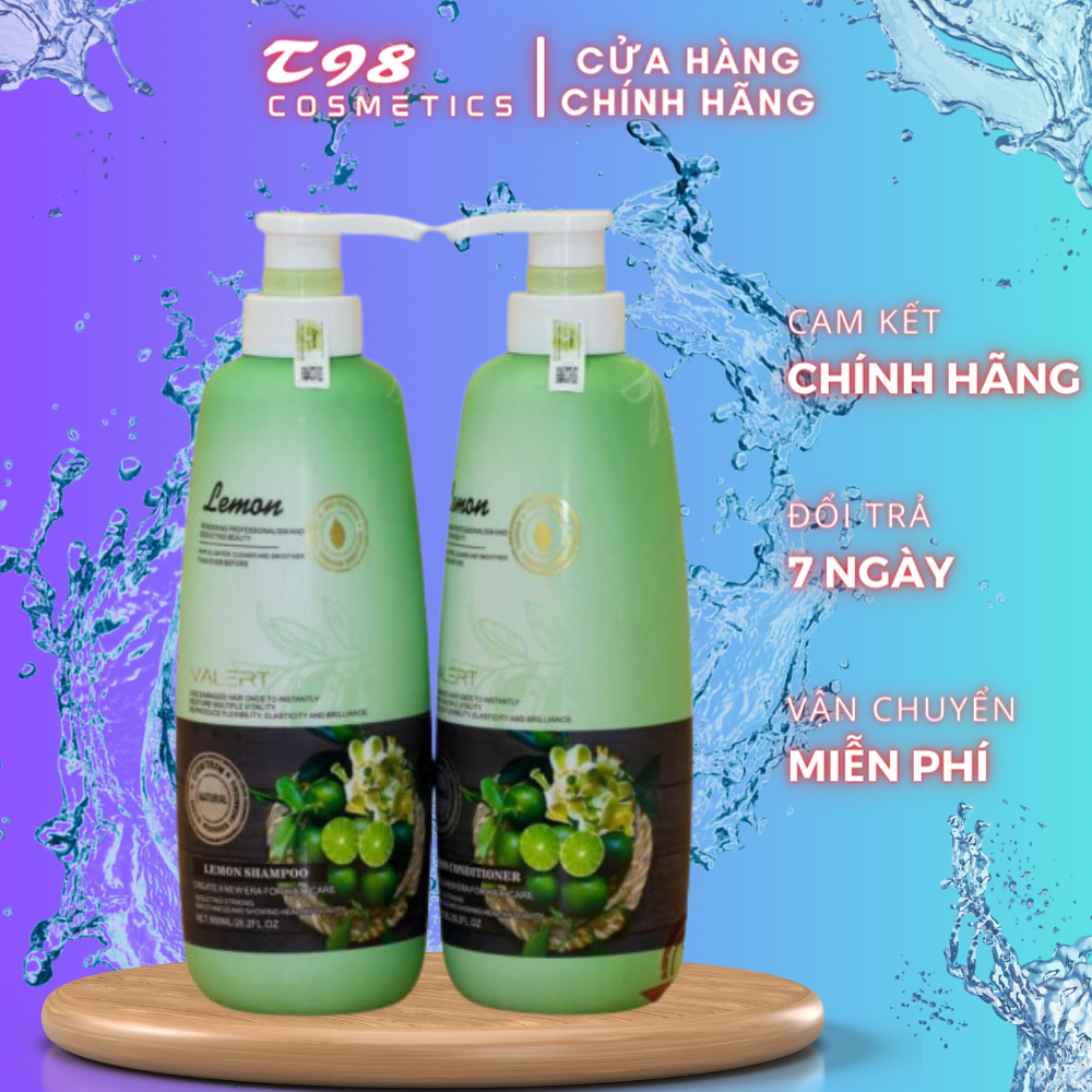 Dầu gội xả Lemon Valert 800ml tinh chất chanh hoa bưởi phục hồi tóc, ngăn gàu, giảm rụng tóc - T98 COSMETICS