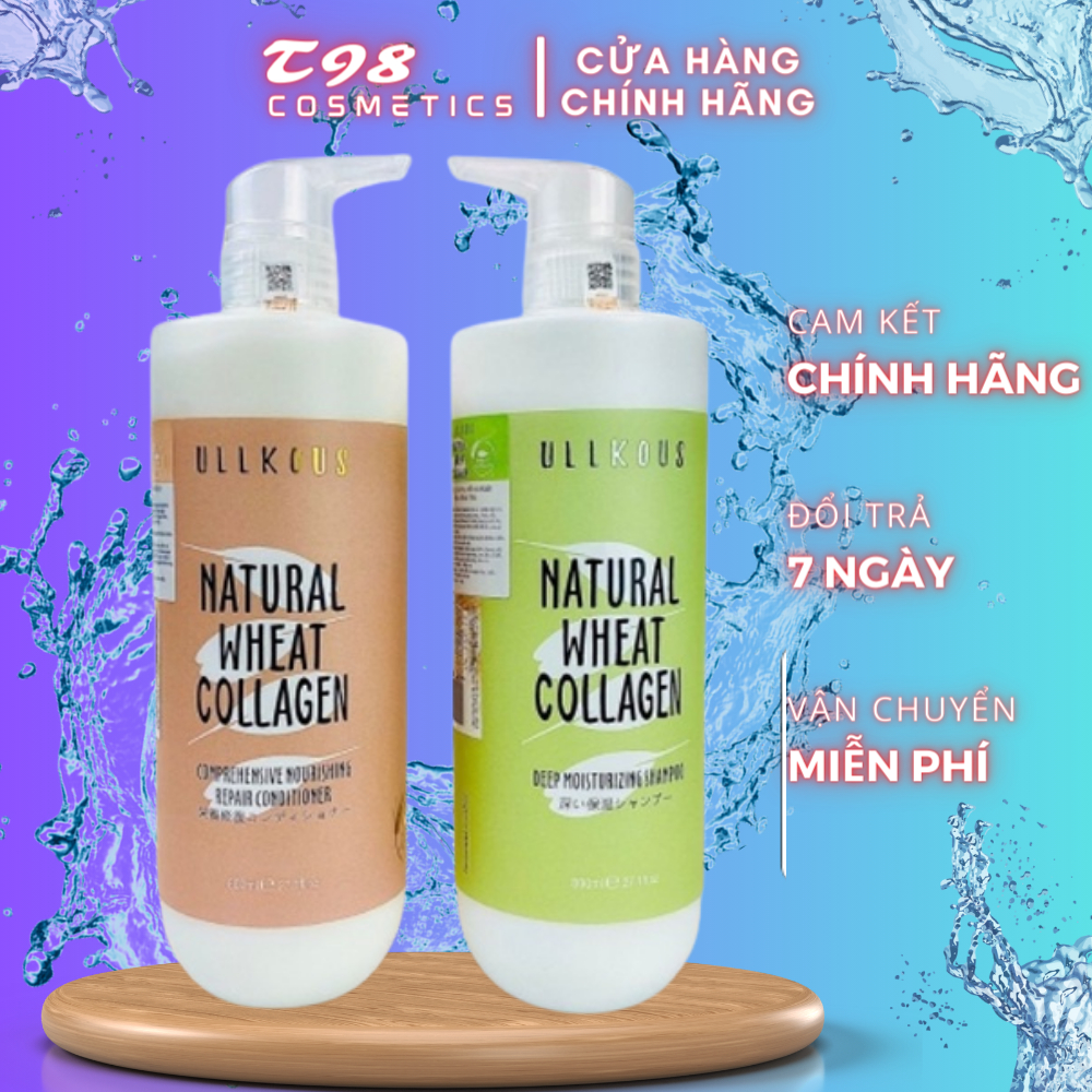 CẶP GỘI XẢ COLLAGEN LÚA MẠCH ULLKOUS 800ML DẦU GỘI THIÊN NHIÊN NGĂN RỤNG TÓC