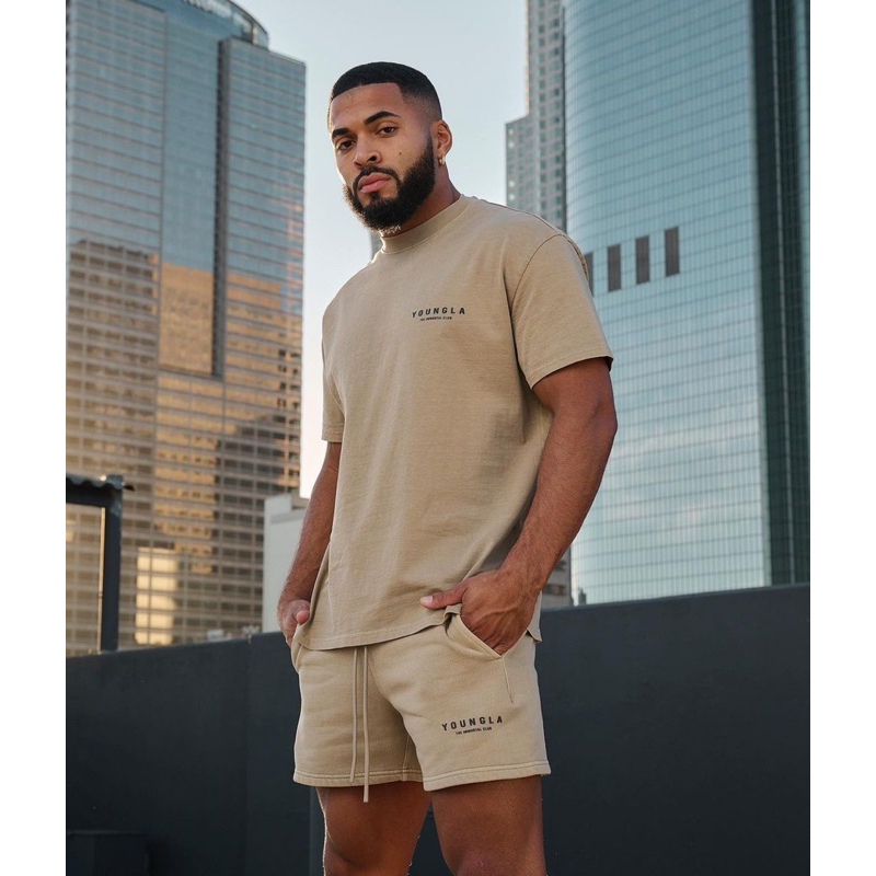 Áo thun oversize thể thao YOUNG LA sau lưng vải cotton