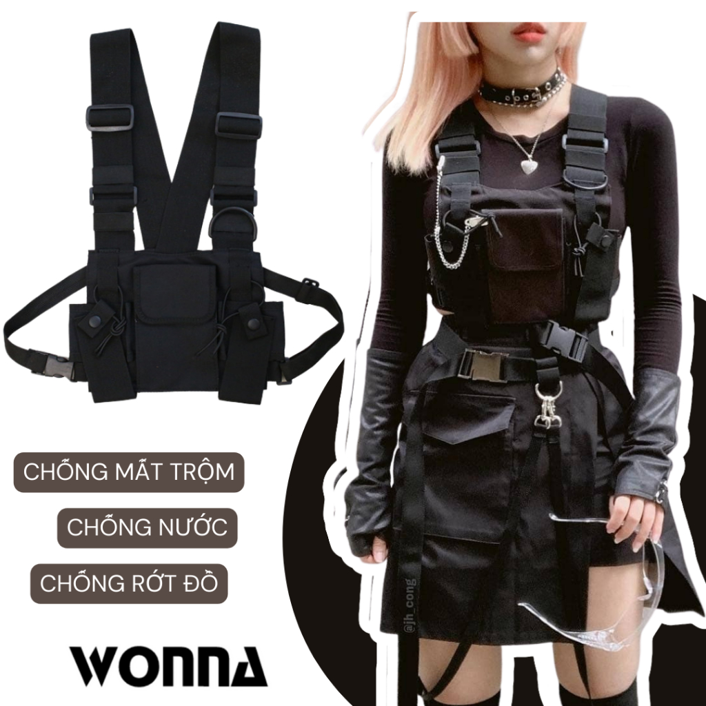 Túi Đeo Trước Ngực Bao Tử Fanny Bag Túi Hộp Unisex Rave Street Tactical Y2K Wonna Darkwear M23
