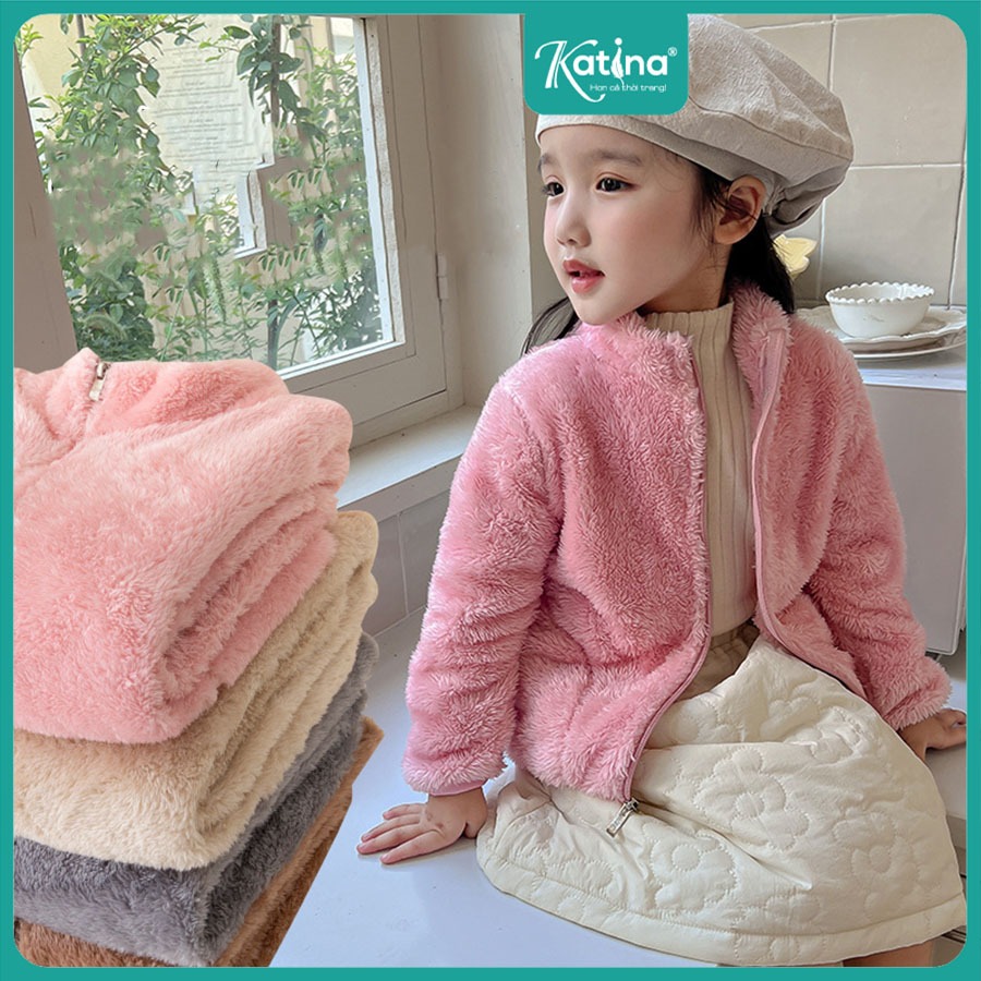 Áo khoác lông cừu Katina cho bé trai & bé gái mặc mùa thu đông ấm áp