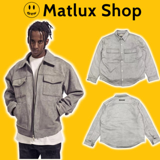  Áo sơ mi FOG Fear Of God Shirt màu xám chất liệu vải dạ cao cấp Áo khoác FG unisex nam nữ form rộng phong cách cổ điển 