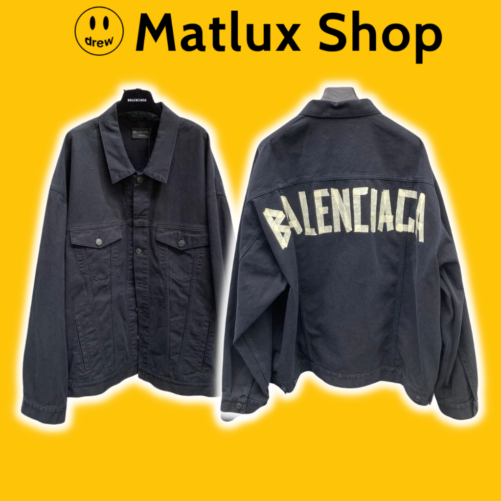 Áo denim jacket BLCG X Tape Type In Black Faded cao cấp, Áo bò Balen unisex form rộng cho các cặp đôi