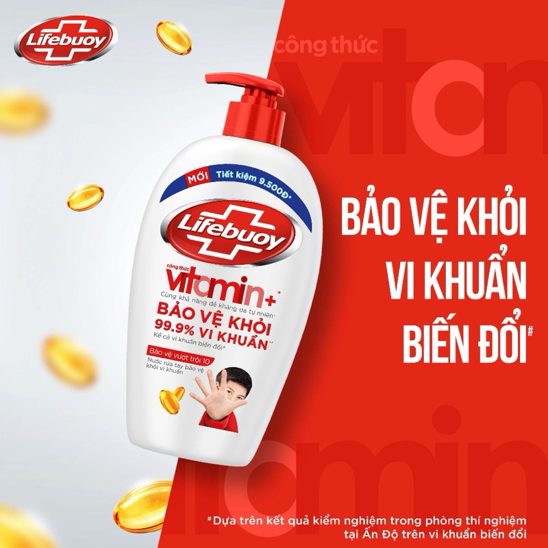 Nước rửa tay Lifebuoy bảo vệ vượt trội chăm sóc da