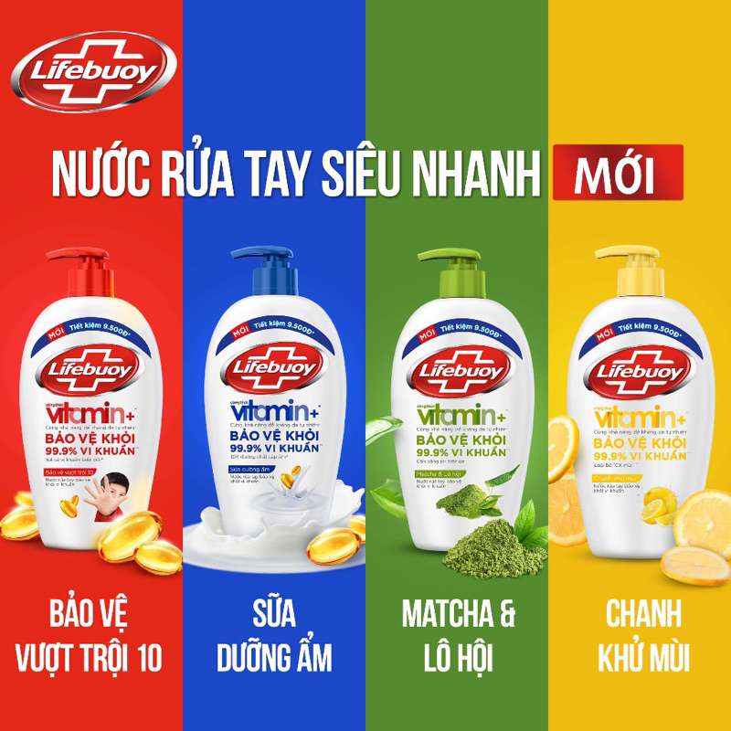Nước rửa tay Lifebuoy bảo vệ vượt trội chăm sóc da