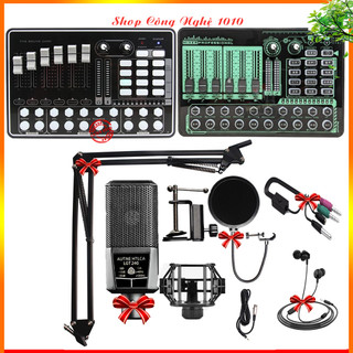 Bộ mic livestream hát karaoke thu âm chuyên nghiệp LGT240 Sound card H9 cho điện thoại máy tính lọc âm tốt