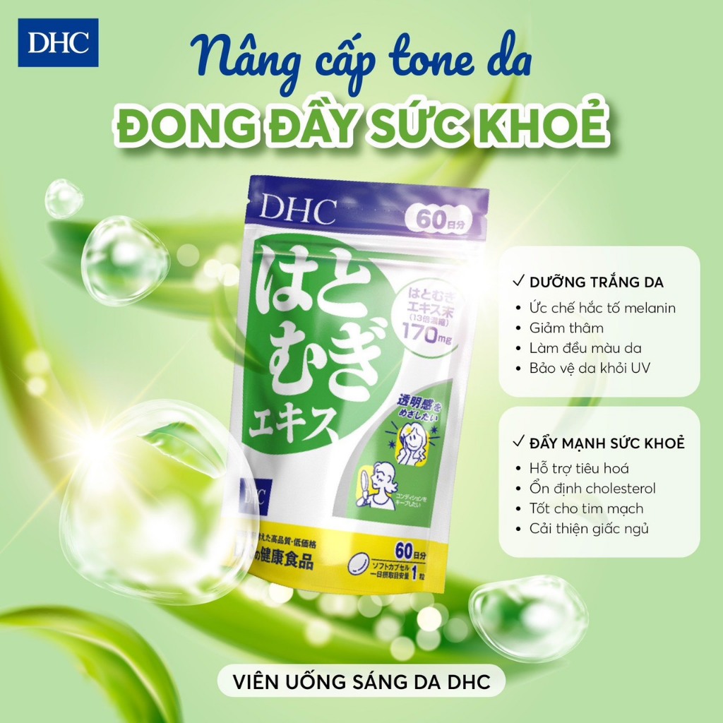 (GIẢM GIÁ SỐC) Viên Uống Sáng Da, trắng da DHC Adlay Extract Khôi Phục Sức Sống Cho Làn Da