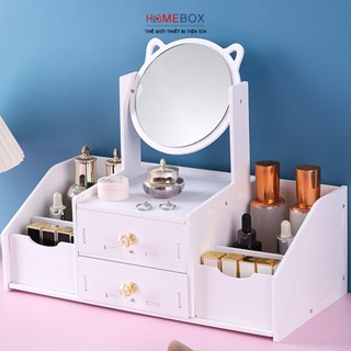 Kệ Gương Đựng Mỹ Phẩm Đồ Trang Điểm Nhiều Ngăn, Tủ Đựng Đồ Trang Điểm Mĩ Phẩm Để Bàn Lắp Ráp
