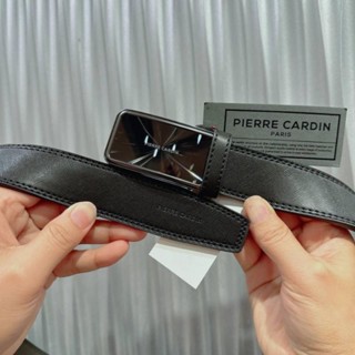 Thắt lưng dây nịt dây lưng mặt trượt kéo đẩy gài Pierre Cardin nam đen nhám Malaysia pin slide black fullbox