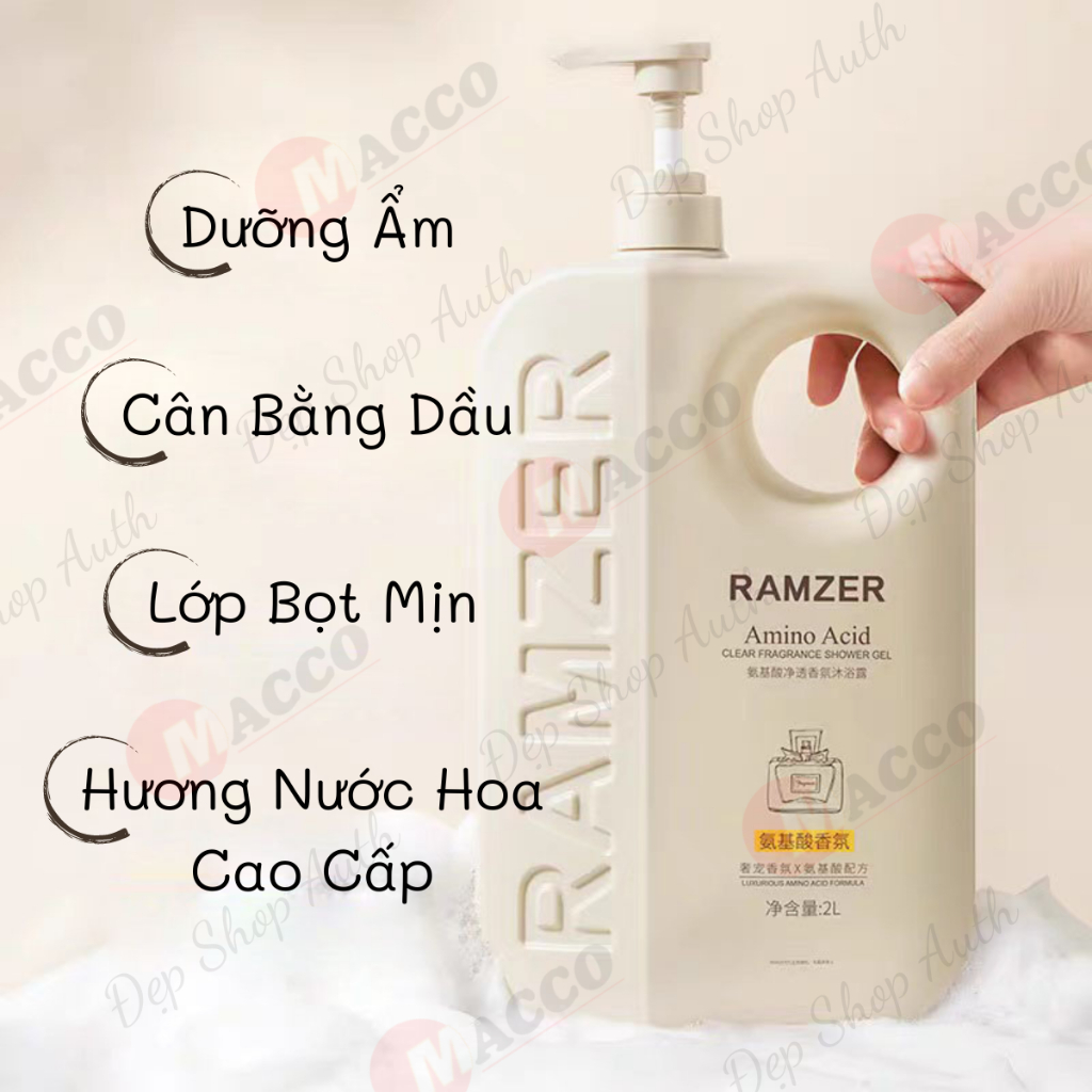 Sữa tắm Ramzer hương nước hoa chứa amio acid làm trắng da và cấp âm cho da 1l