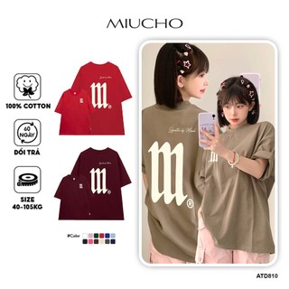Áo thun unisex local brand chữ M form rộng ATD810 Miucho cotton cổ tròn in typography