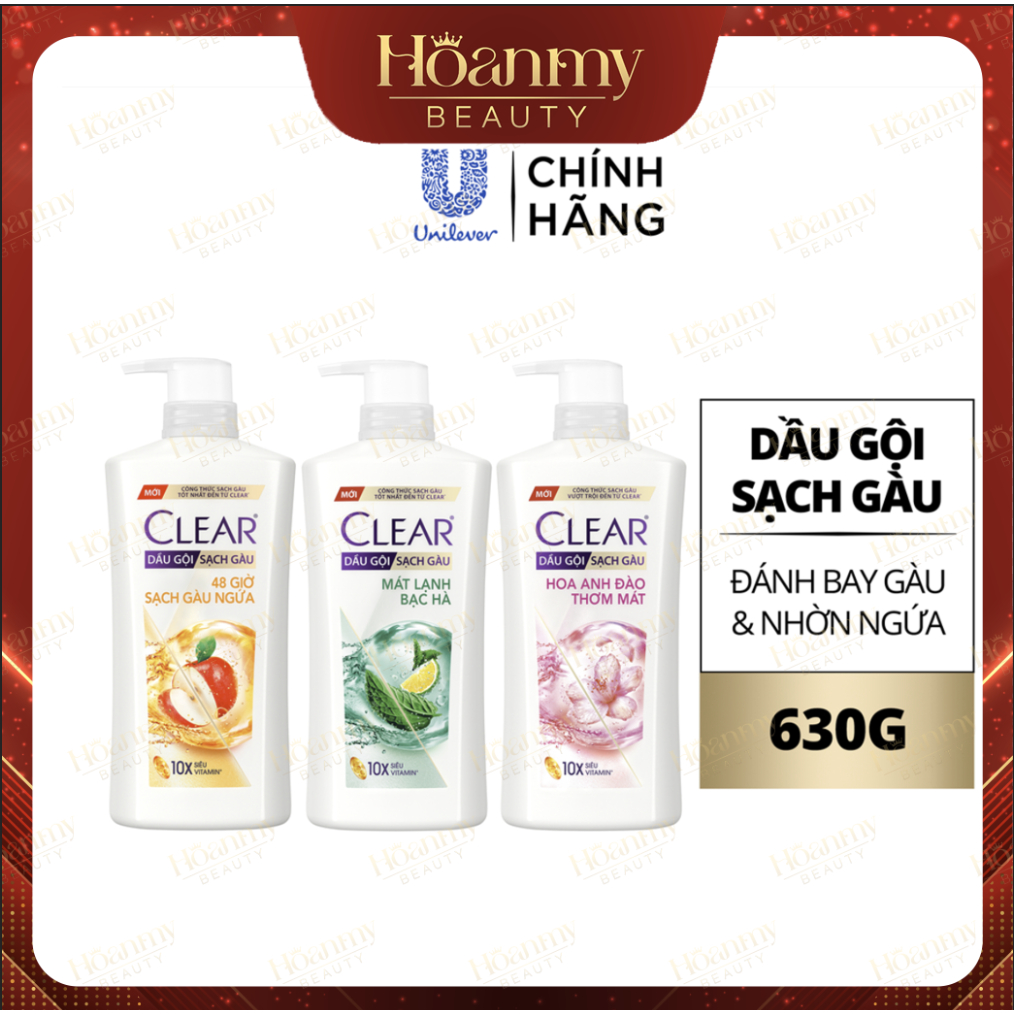 Dầu gội sạch gàu Clear đánh bay gàu & nhờn ngứa, sảng khoái cả ngày dài 630G Dầu gội sạch gàu Clear đánh bay gàu & nhờn