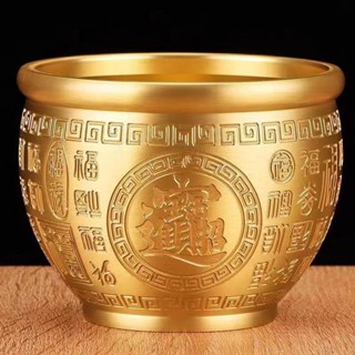 Size Lớn Hũ vàng thần tài bằng đồng, bát tụ bảo khắc chú chiêu tài lộc tặng xu ngũ đế kích tài tụ tài