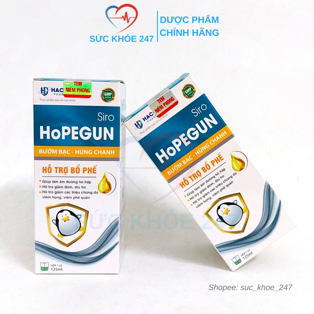 Siro Ho Thảo Dược HoPEGUN Chai 125ML - Bướm Bạc & Húng Chanh, Hỗ Trợ Bổ Phế, Giảm Đờm, Dịu Cơn Ho Cho Cả Gia Đình