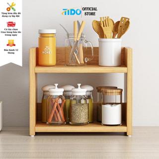 Kệ gỗ để gia vị TIDO kệ để đồ nhà bếp nhiều tầng đa năng thiết kế sang trọng tiện dụng