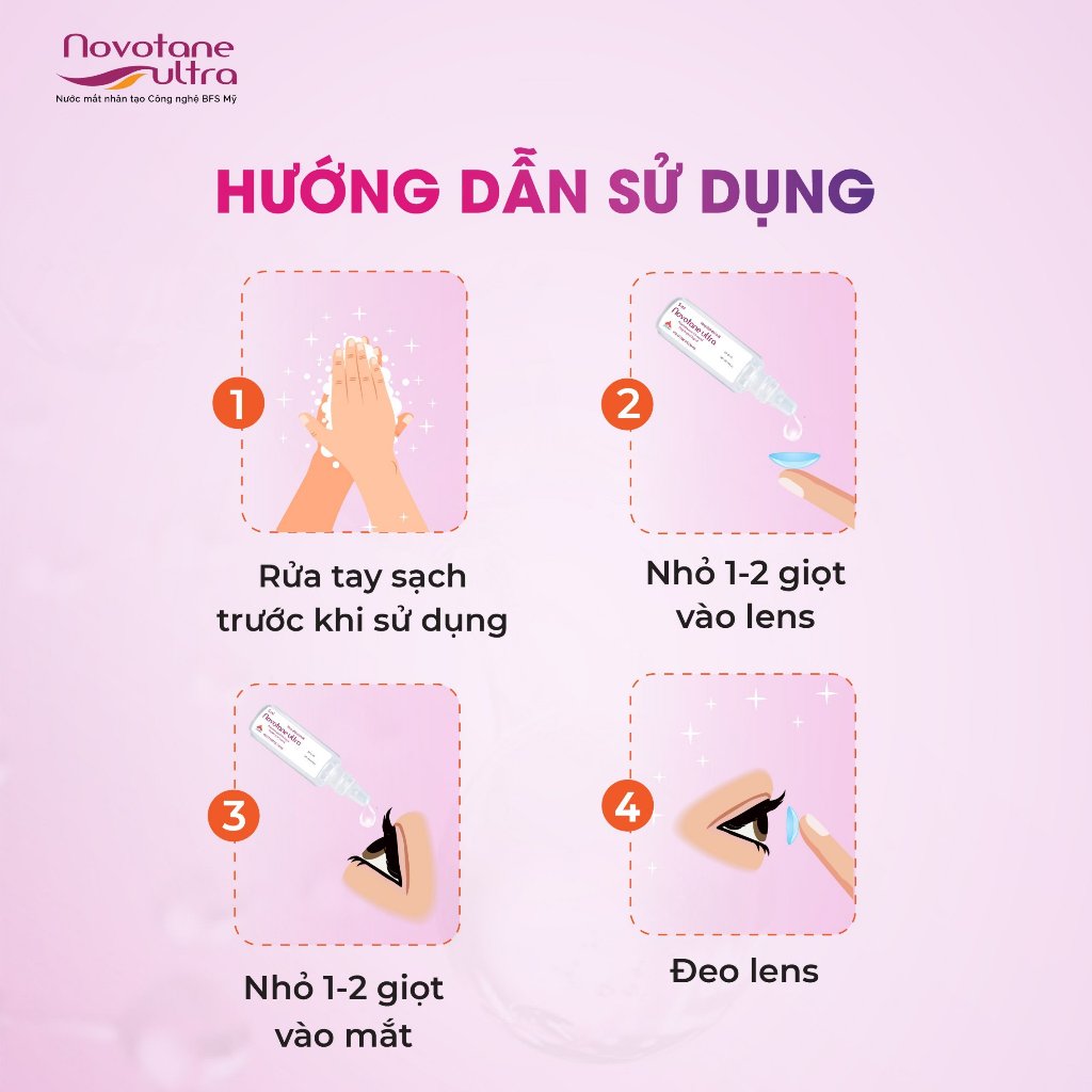 Nước nhỏ mắt nhân tạo mini Novotane Ultra 2ml, nước nhỏ mắt cấp ẩm cho mắt đeo lens/trang điểm