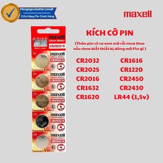 Vỉ 5 Viên Pin MAXELL CR2032 / CR2025 / CR2016 / CR1632 / CR1620 / CR1616 / CR1220 / CR2450 / CR2430 3V chính hãng