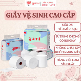 Giấy vệ sinh cuộn GUMI  cao cấp bịch 6 cuộn 4 lớp dày dặn, mềm mịn, tự tan trong nước,tránh tác bể phốt