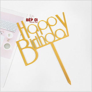 Que cắm Mica Happy Birthday (Topper)