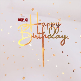 Que cắm Mica Happy Birthday (Topper)