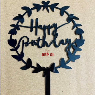 Que cắm Mica Happy Birthday (Topper)