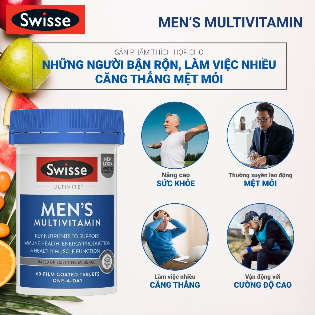 Vitamin tổng hợp cho nam Swisse Ultivite Men's Multivitamin 100  viên của Úc