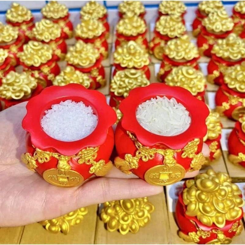 Hũ đựng muối gạo tài lộc túi thân tài may mắn để ban thờ trang trí nhà cửa chum vàng chiêu thần tài ngày vía thần t