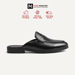 Giày sục nam da bò Tùng Moscow màu đen nhám thời trang dễ phối đồ đi nhiều sự kiện - SP005811
