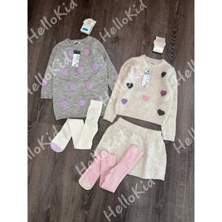 Set váy len kèm quần tất Prima cho bé