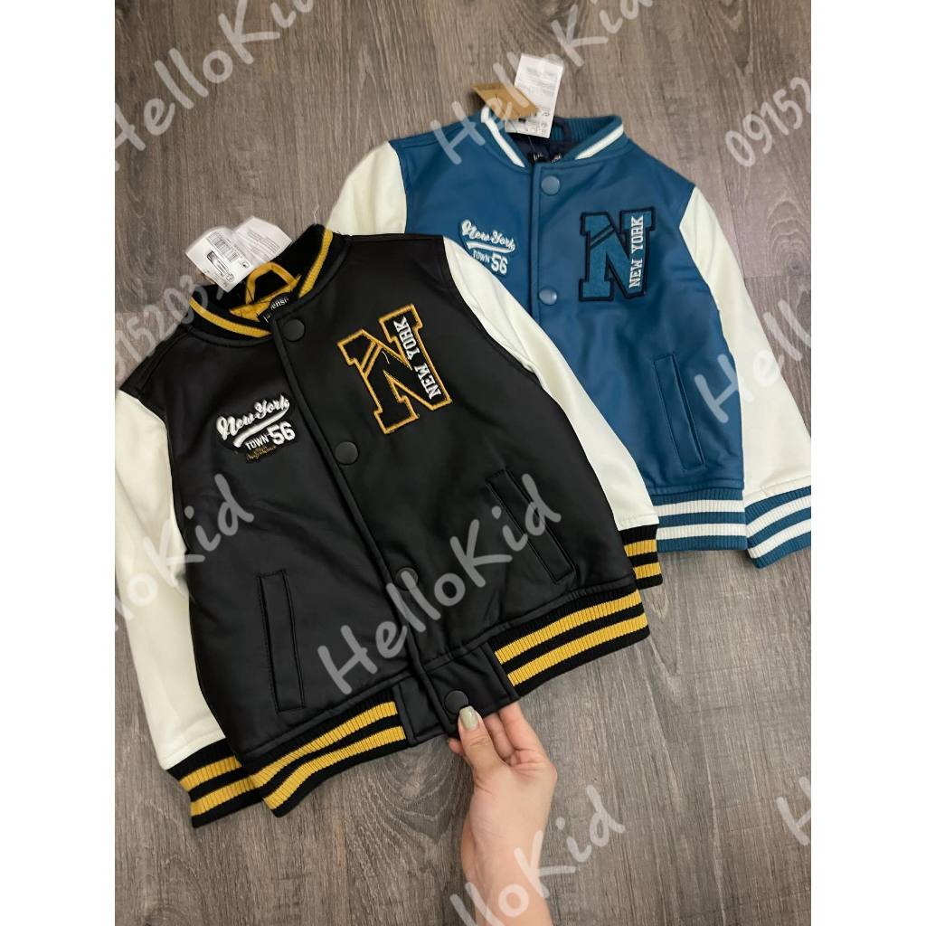 Áo khoác bomber logo N intex xuất âu cho bé