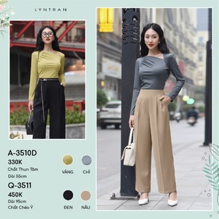 Áo thun nữ cổ lệch dài tay LYNTRAN A-3510D