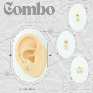   COMBO   XỎ  Tiết Kiệm 10-15K Set Khuyên Tai Nam Unisex Không Gỉ Sét  Bông Tai Julies box 