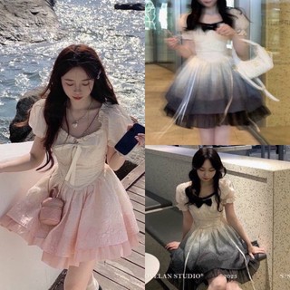 ĐẦM XỐP TẦNG CỔ U LOANG MÀU (KÈM VIDEO HÌNH THẬT)