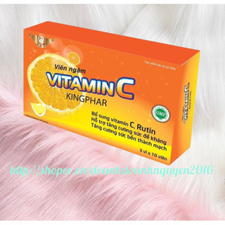 Viên Ngậm VITAMIN C kingphar - Hộp 30 Viên nhai - Hỗ trợ trăng cường sức đề kháng , Bổ sung Vitamin C cho cơ thể.