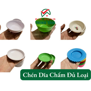 Chén dĩa chấm nhỏ trắng xanh nhựa melamine - nhựa dẻo - nhựa lúa mạch