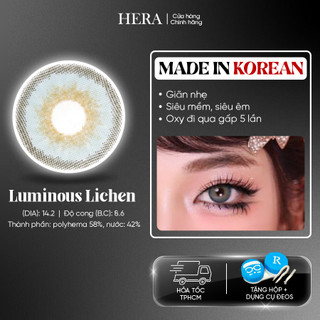 Kính Áp Tròng Hera Xám Xanh Nhạt Có Viền 0 - 6 Độ LUMINOUS LICHEN Nhập Khẩu Hàn Quốc Lens Cận 6 Tháng