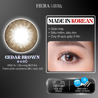 Kính Áp Tròng Hera Nâu Tuyết Tùng Tự Nhiên 0 - 6 Độ CEDAR BROWN Nhập Khẩu Hàn Quốc Lens Cận 6 Tháng