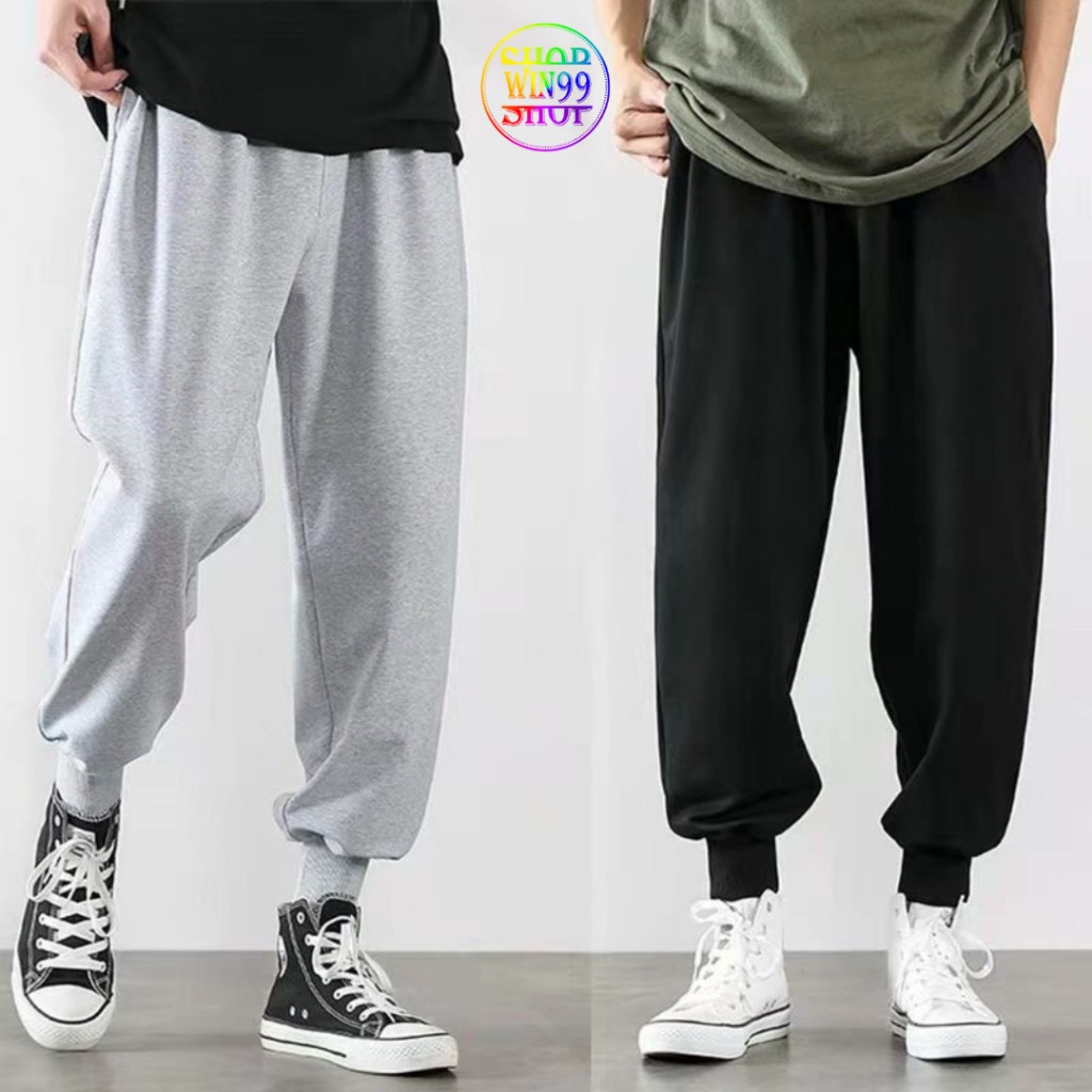 Quần jogger Trơn ống rộng chất nỉ mặc thu đông unisex 3 màu tùy chọn hot trend phong cách - win99