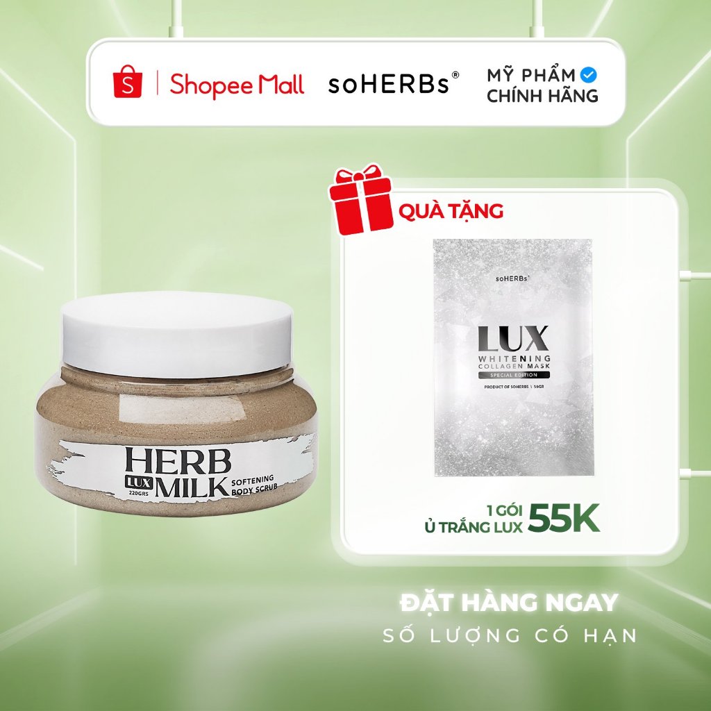 Bột Thảo Dược Sữa Non SOHERBS Lux Herb Milk Softening Body Scrub 220g