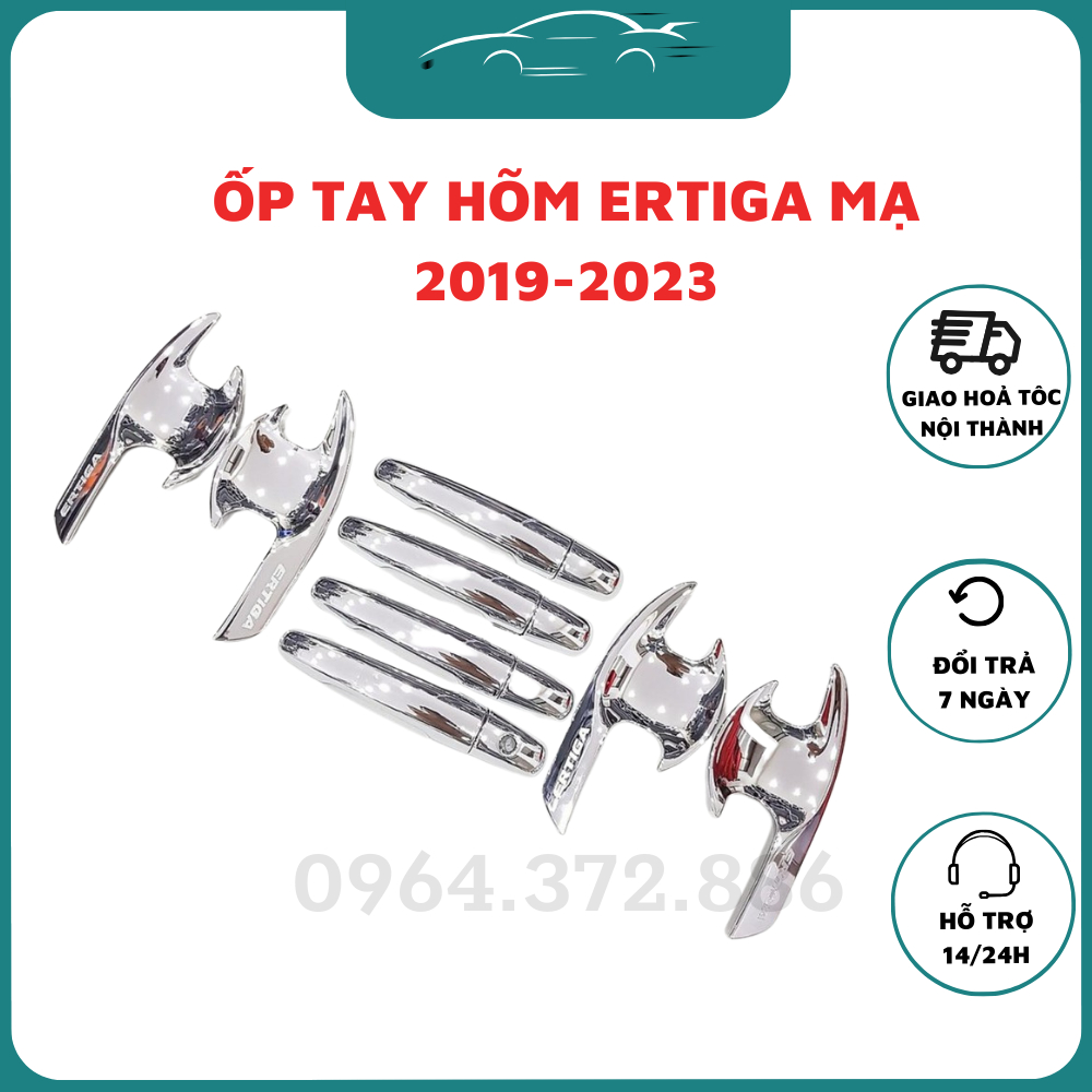 Ốp Tay nắm, Hõm Cửa xe Suzuki Ertiga 2019- 2020- 2021-2022-2023 mạ Crom cao cấp
