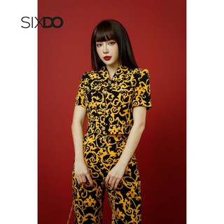Áo vest nữ dáng ngắn họa tiết baroque SIXDO